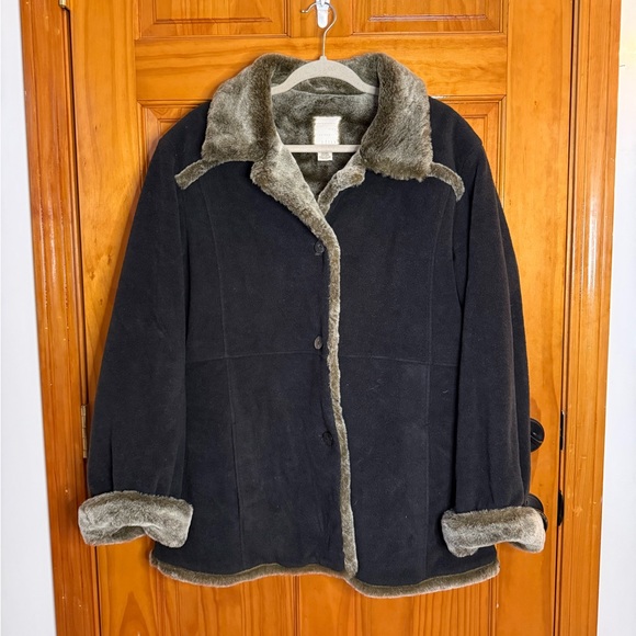 J. Jill Jackets & Blazers - J. Jill Faux Fur Lined Wool Blend Coat Womens Size Large Tall